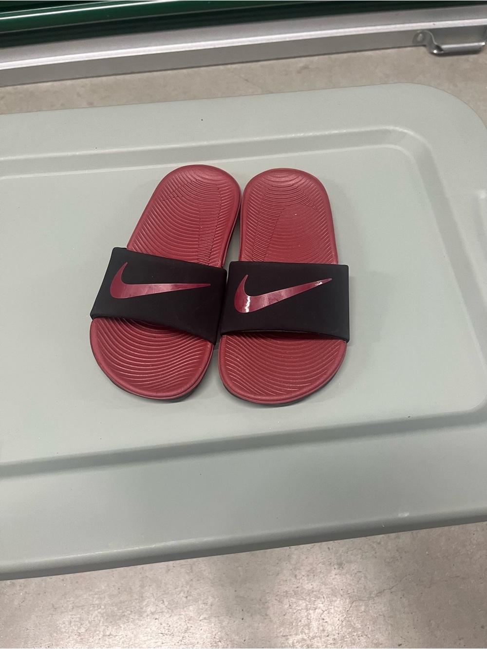 Nike Kids Red and Black Slide Sandals